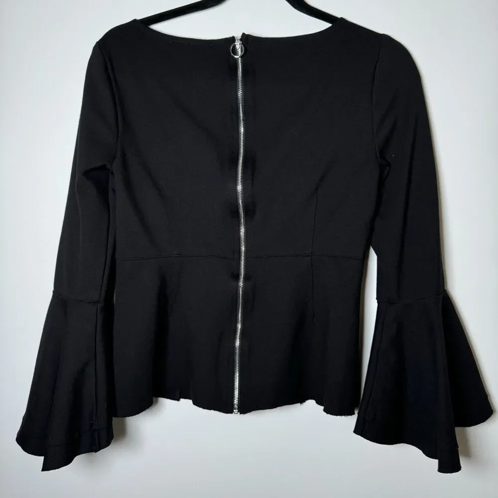 Three Dots Top Womens‎ Small Black Whimsigoth Fairy Artsy Cottagecore Edgy Chic